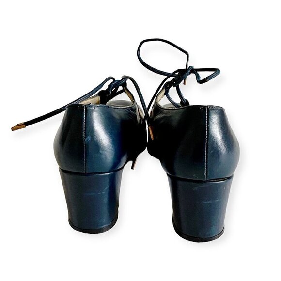 Vintage Roger Vivier Navy Blue Leather Ghillie Pumps with Metal Ornamentation, N - Picture 7 of 16